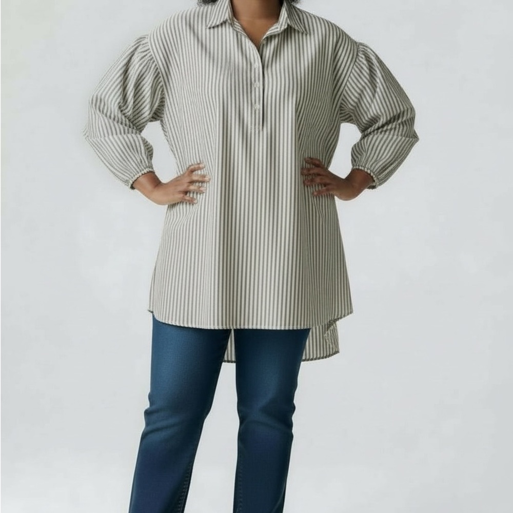 Zara tan Striped Tunic